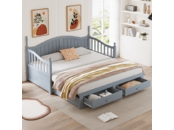 Sofá Cama Madeira Maciça 90/180x190cm Com Gavetas E Colchão Lamelas