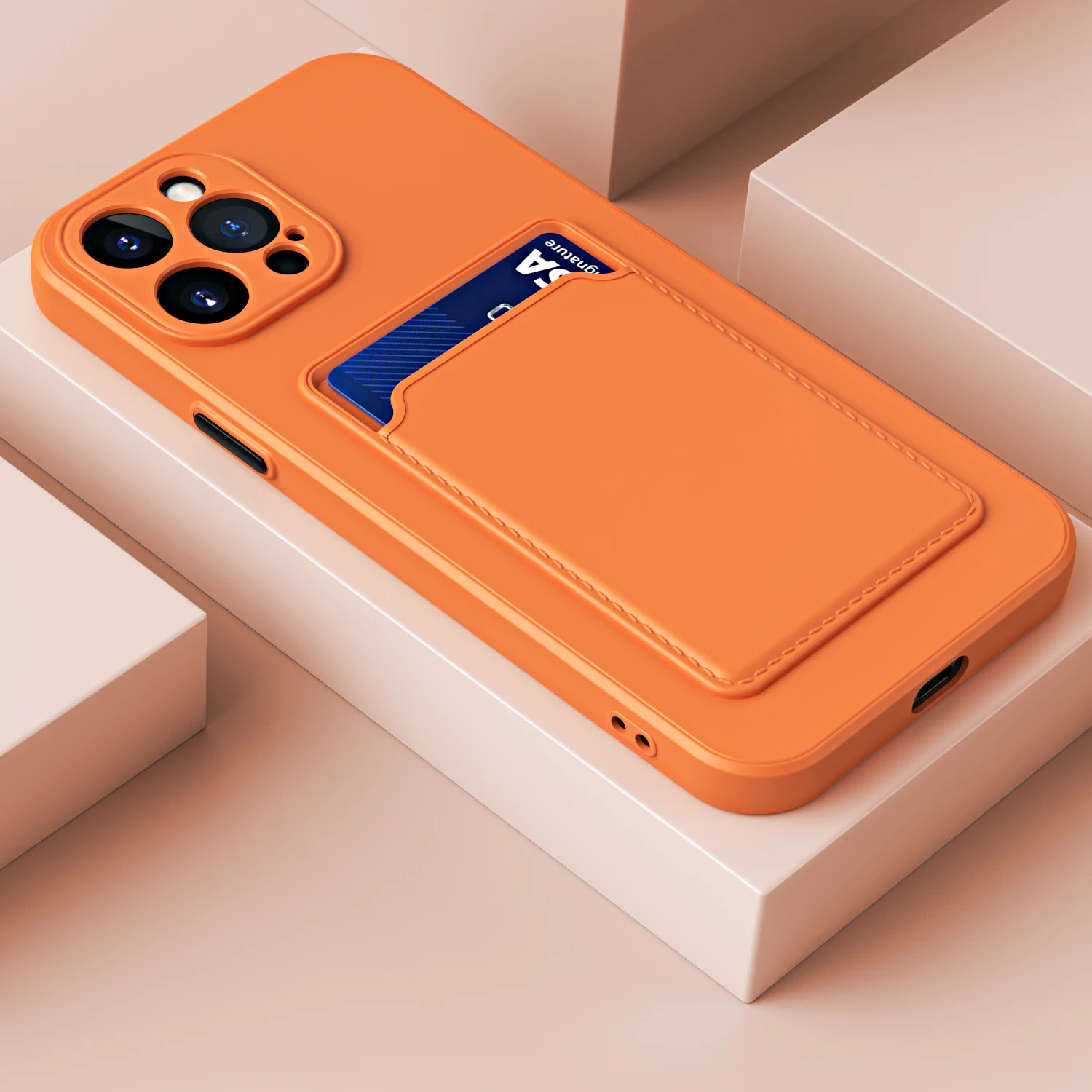 (laranja, Iphone 11 De 6,1 Polegadas) Capa Elegante Estilo Carteira Com Compartimento Para Cartões, Feita De Material Tpu Macio.