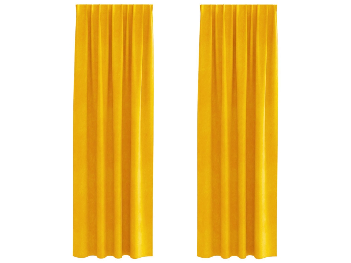Conjunto 2 Cortinas Opacas Vidaxl Mostarda Veludo (140 X 245 Cm)