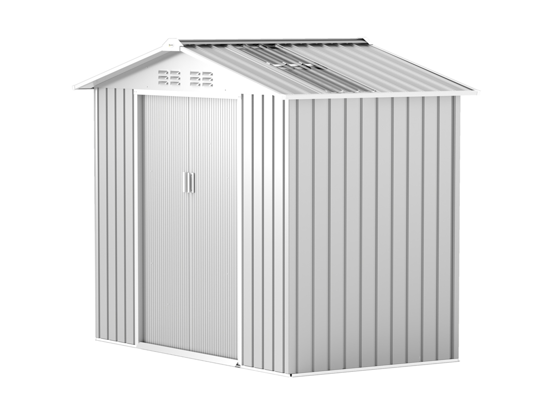 Galpão de Jardim 213x130x185cm com portas deslizantes claraboia cinza prateado | S/MARCA