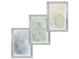 Um Conjunto De Imagens Decorativas Em Uma Molduraaquarelas Em Tons Pastel Sobre Tela Moldura Prateada Pinturas De Quarto Espelharte (3 Peças 20x30 Cm)