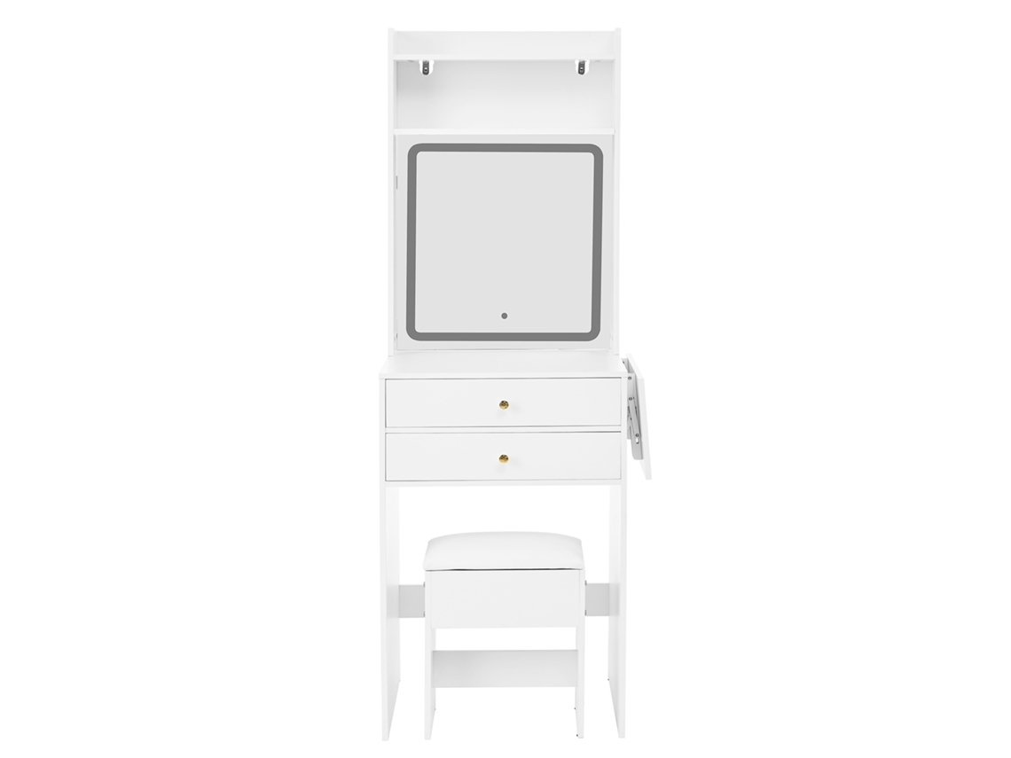 Mesa de Maquiagem Pequena com Iluminação Led e Tampo Dobrável ORBITRA COMMERCE