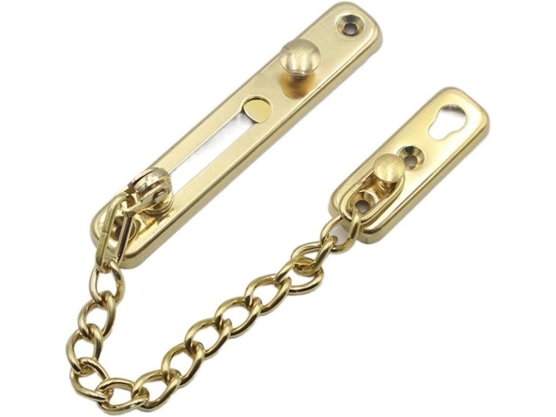 Fechadura De Porta Em Aço Inoxidável Com Corrente, Fechadura Polida Com Parafusos, Mola Antifurto Cor Bronze Dourado