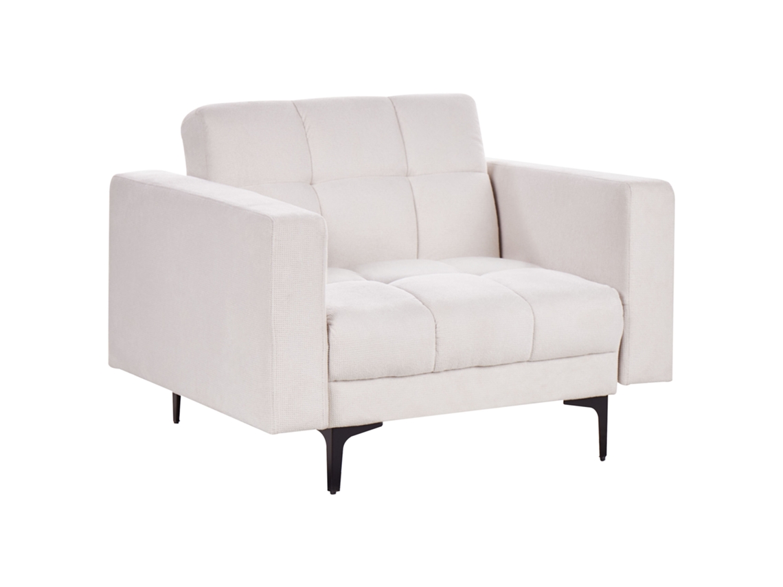 Poltrona BELIANI Alnes de Tecido Branco Creme 110x89x77