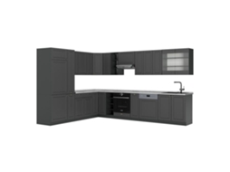 Cozinha Em Ângulo Fame Line, 347x60cm, Pt Mármore, Anthrazit Gold Landhaus, Antracite, Vicco