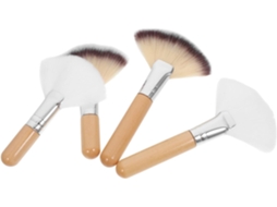 Conjunto de 4 Pinças de Maquiagem em Formato Leque, em Nylon e Madeira.