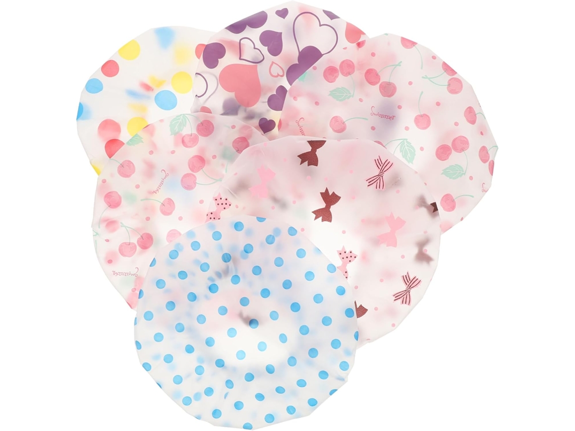 Conjunto De 6 Toucas Natação Hemobllo Para Meninos E Meninas, Toucas De Banho Elásticas Reutilizáveis Para Cabelo, Para