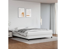 Vidaxl Cama com Molas/colchão 180x200 Cm Couro Artificial Branco