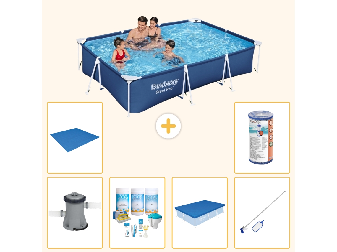 Bestway Piscina Bestway Steel Pro Retangular - 300x201x66 Cm - 7-peças S21563