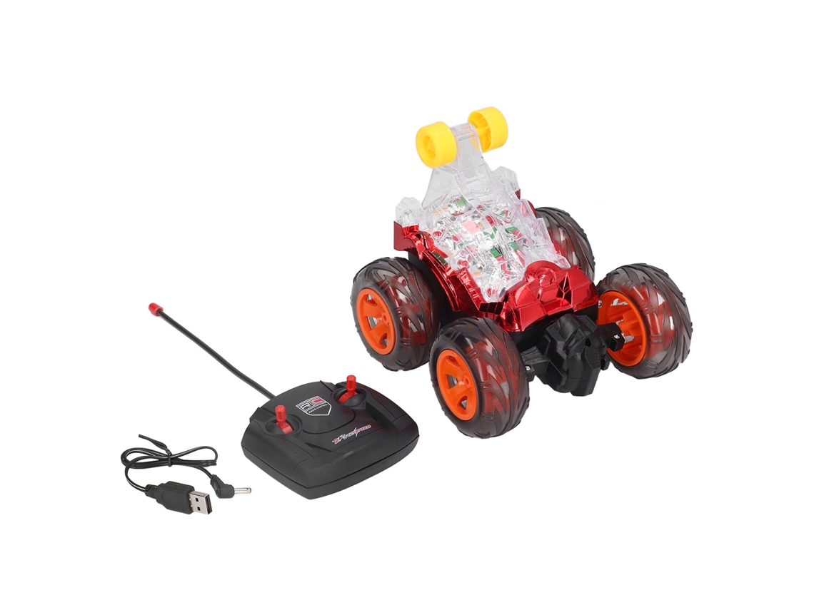 Primerox carro de Acrobacias Controle Remoto Recarregável 360° Rotação Luzes Coloridas Vermelho