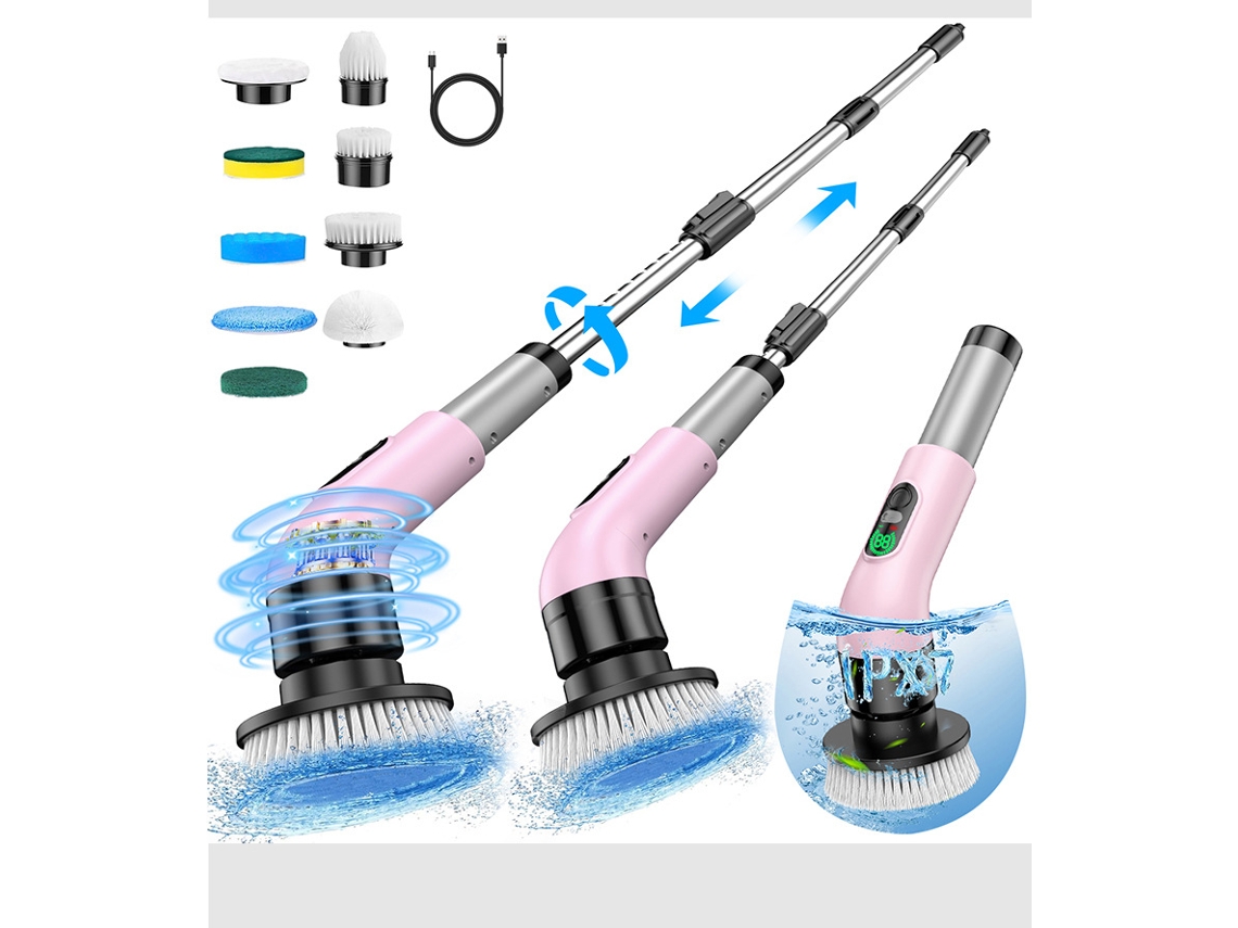 Escova de Limpeza 9 em 1 com 9 Cabeças CZHHMART (rosa)