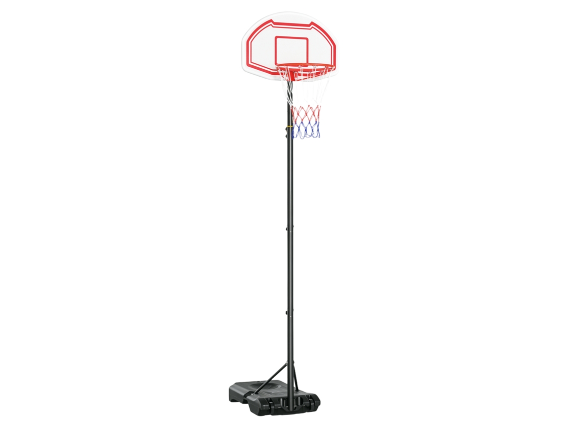 Cesta De Basquete Externa Com Poste Para Tabela, Base Lastreada Sobre Rodas, Altura Ajustável De 2,1 A 2,6 M (cesta) - Preta, Branca E Vermelha.