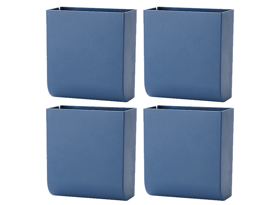 4Pcs Caixa de Armazenamento de Controle Remoto Montada na Parede Sem Perfuração-Azul