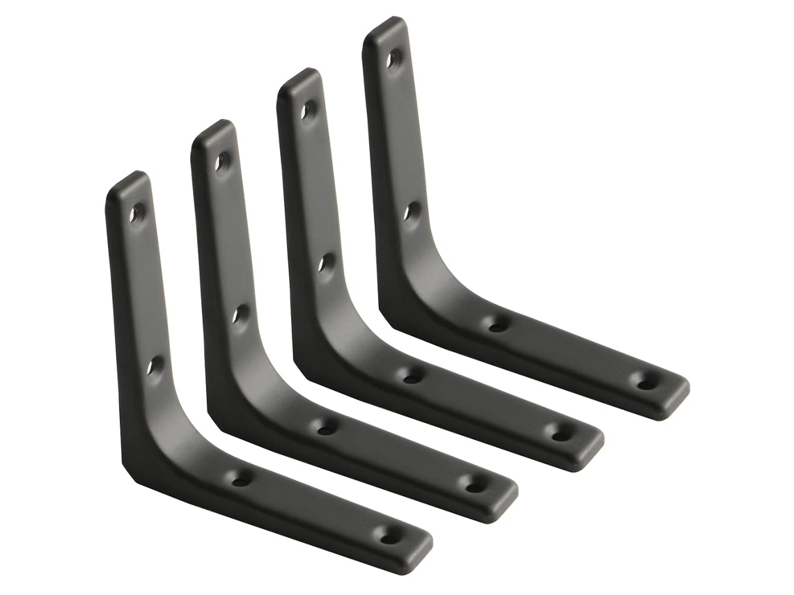 Suporte De Parede Para Prateleira 100x100 Mm,4 Peças Preto Fixação Invisível Para Sala,quarto,cozinha,suporta Carga Pesada Btforus