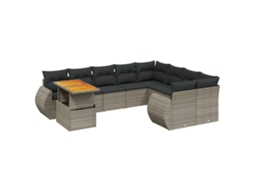 Conjunto de 10 Sofás de Jardim com Almofadões Vime Pe Cinzento MAISON EXCLUSIVE