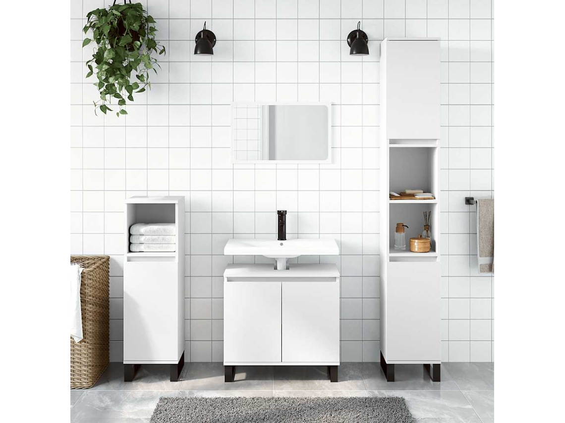 Vidaxl Armário De Casa De Banho 58x33x60 Cm Derivados Madeira Branco
