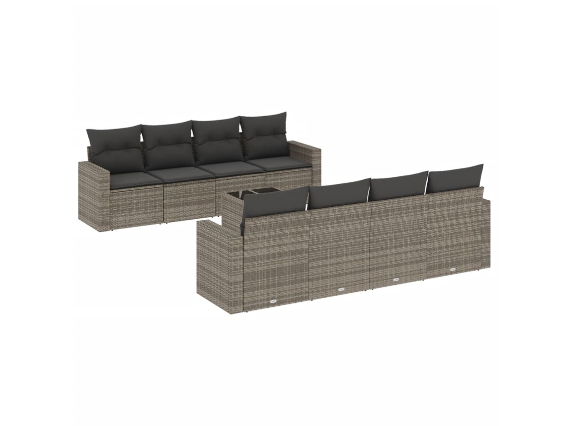 Maison Exclusive - 9 Pcs Conjunto Sofás P/ Jardim Com Almofadões Vime Pe Cinzento