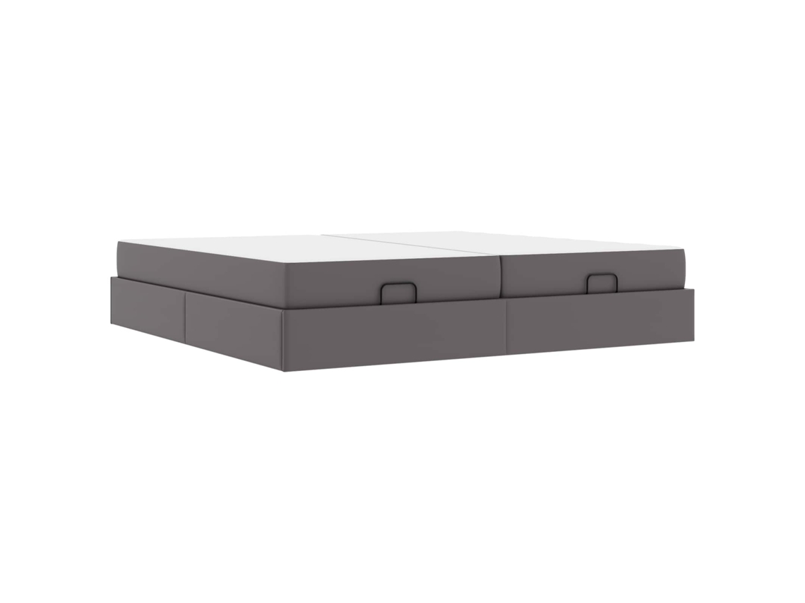 SYFAX™ Estrutura de Cama com Colchão com Colchão 2 Pcs Cinzeto Pvc