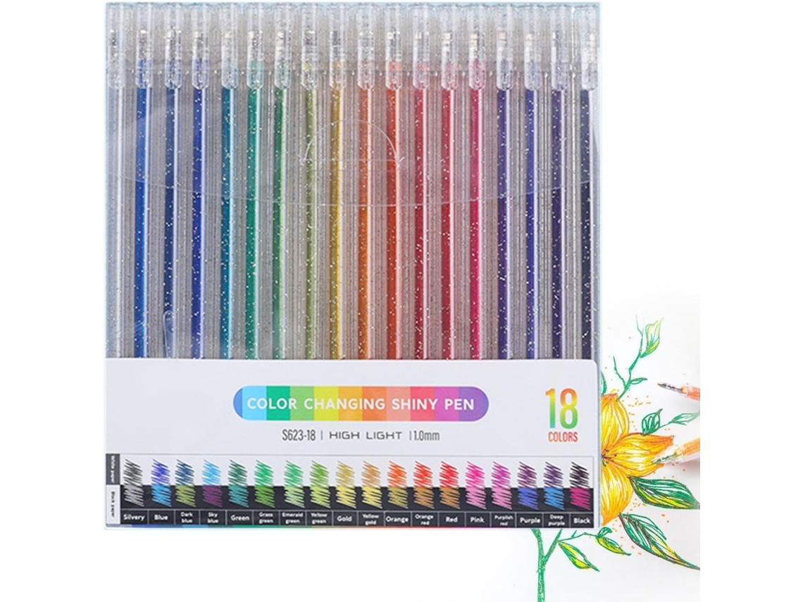 Caneta Gel Brilhante Com Glitter,