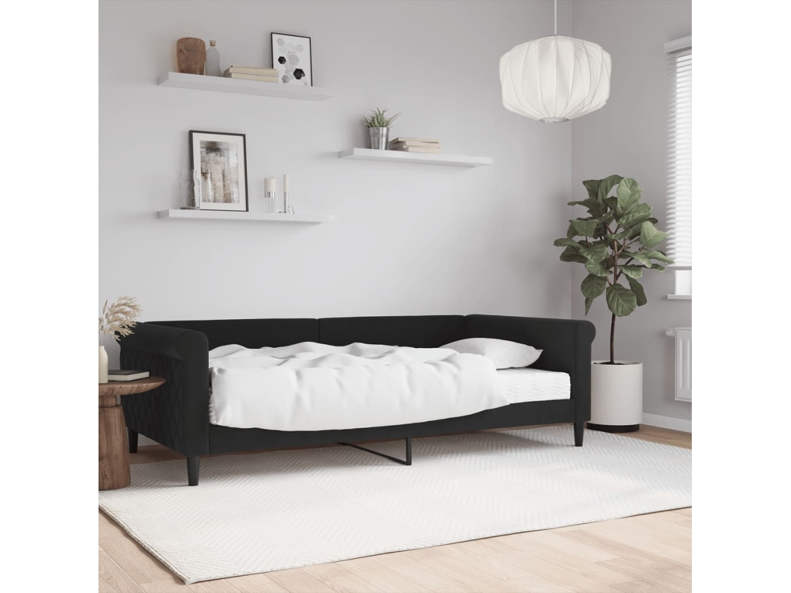 Vidaxl Sofá cama com Colchão 100x200 Cm Veludo Preto