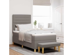 Vidaxl Cama Box Com Cabeceira Cinzento-acastanhado 200 X 90 Cm Tecido