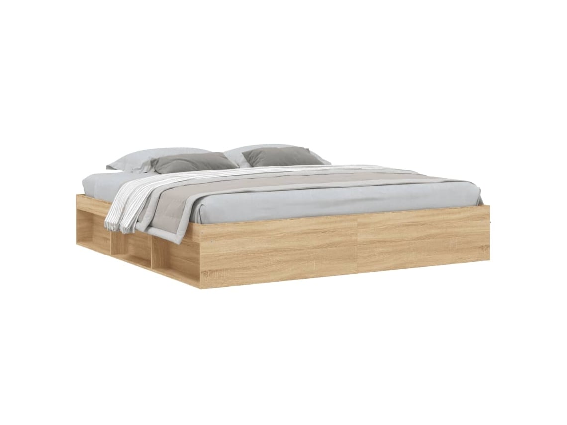 Bed Frame, Bed Frames Vidaxl Marrom Madeira Processada (200 X 200 Cm)