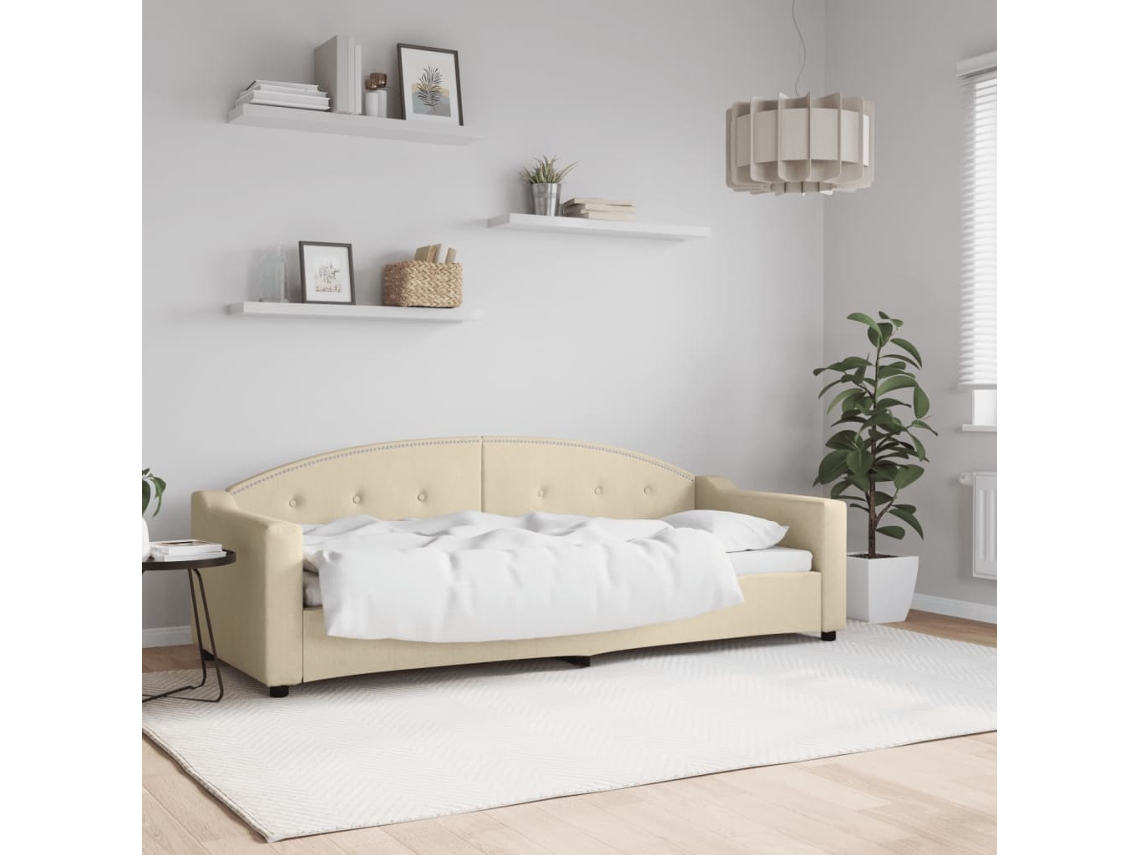 Vidaxl Sofá-cama 80x200 Cm Tecido Cor Creme