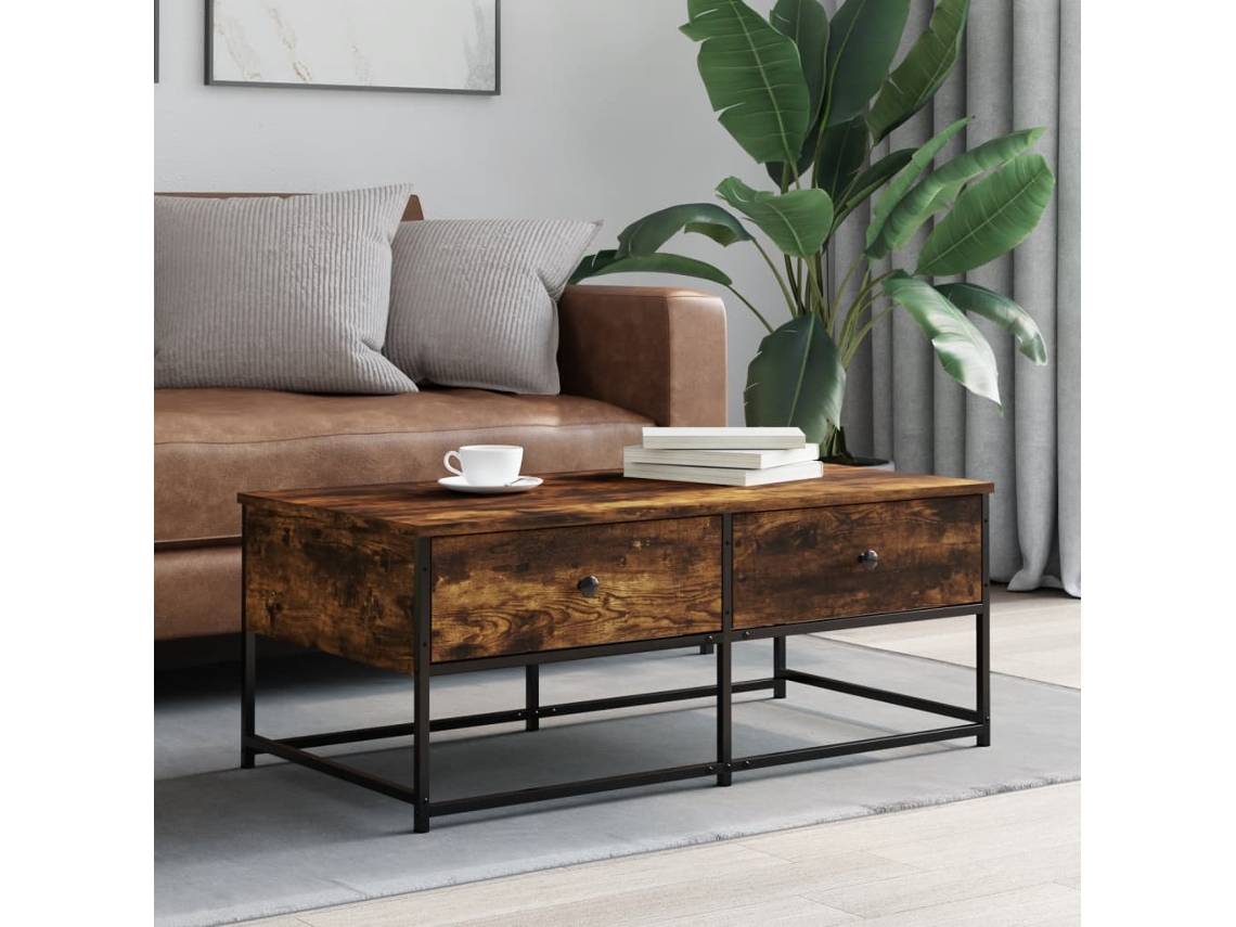 Vidaxl Mesa De Centro 100x51x40 Cm Derivados Madeira Carvalho Fumado