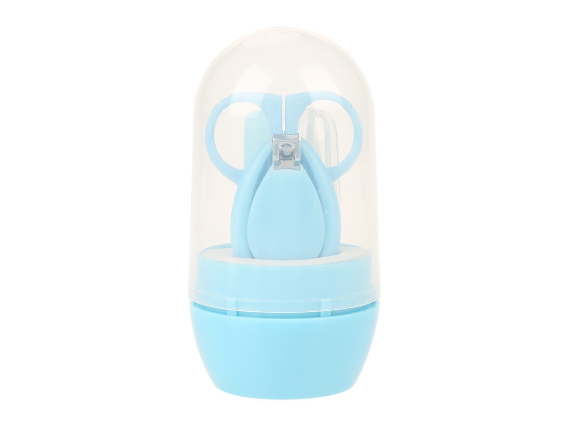 Primerox kit de Manicure para Bebê 4 Peças: Cortador, Tesoura, Lixa e Pinça Azul