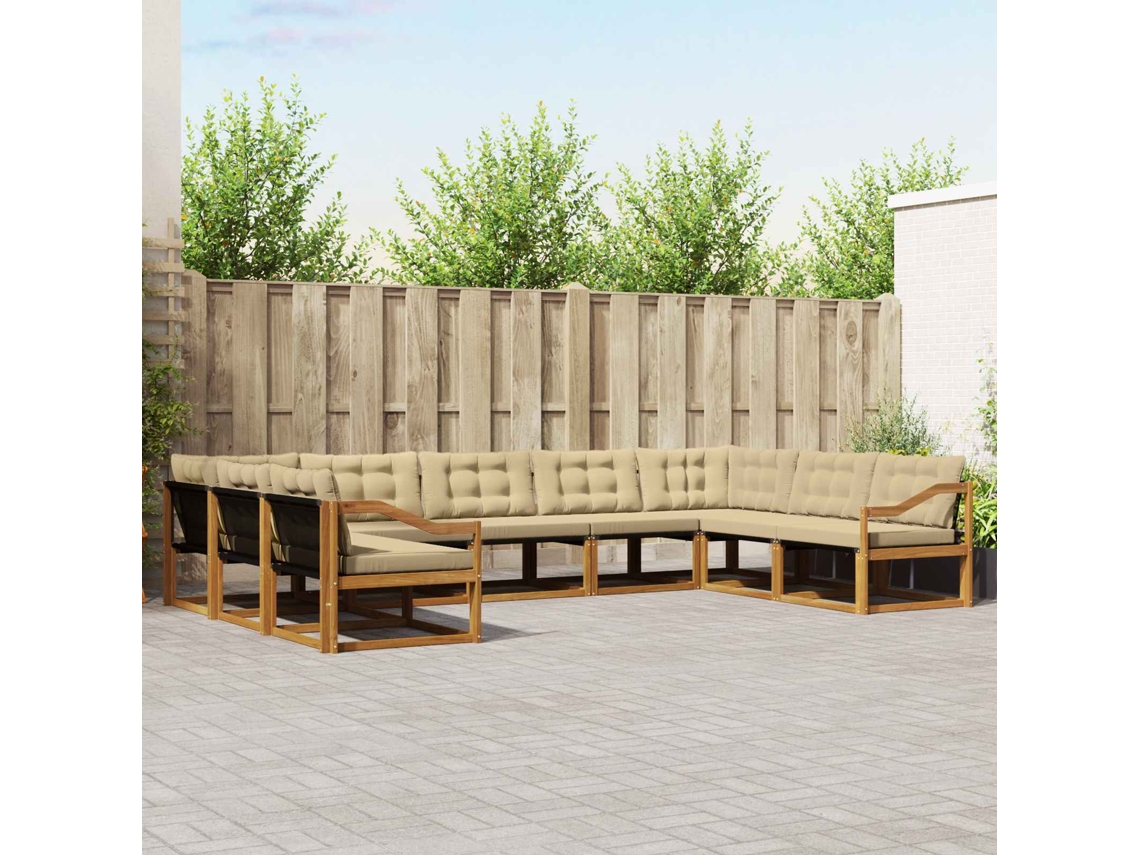 Vidaxl Conjunto De Sofás Para Exterior 9 Pcs Natural E Bege