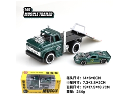 Trailer Retrô Americano de Muscle Car, Modelo de Carro Realista em Metal Fundido, Brinquedo Infantil MDUG