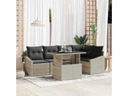 Vidaxl Conjunto De Sofá De Jardim Com Almofada 6 Pcs Cinzento-claro