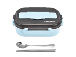 Lancheira 1000ml Com Dois Compartimentos Segura Durável Bom Desempenho De Vedação Caixa Bento Portátil Azul Aquaforge