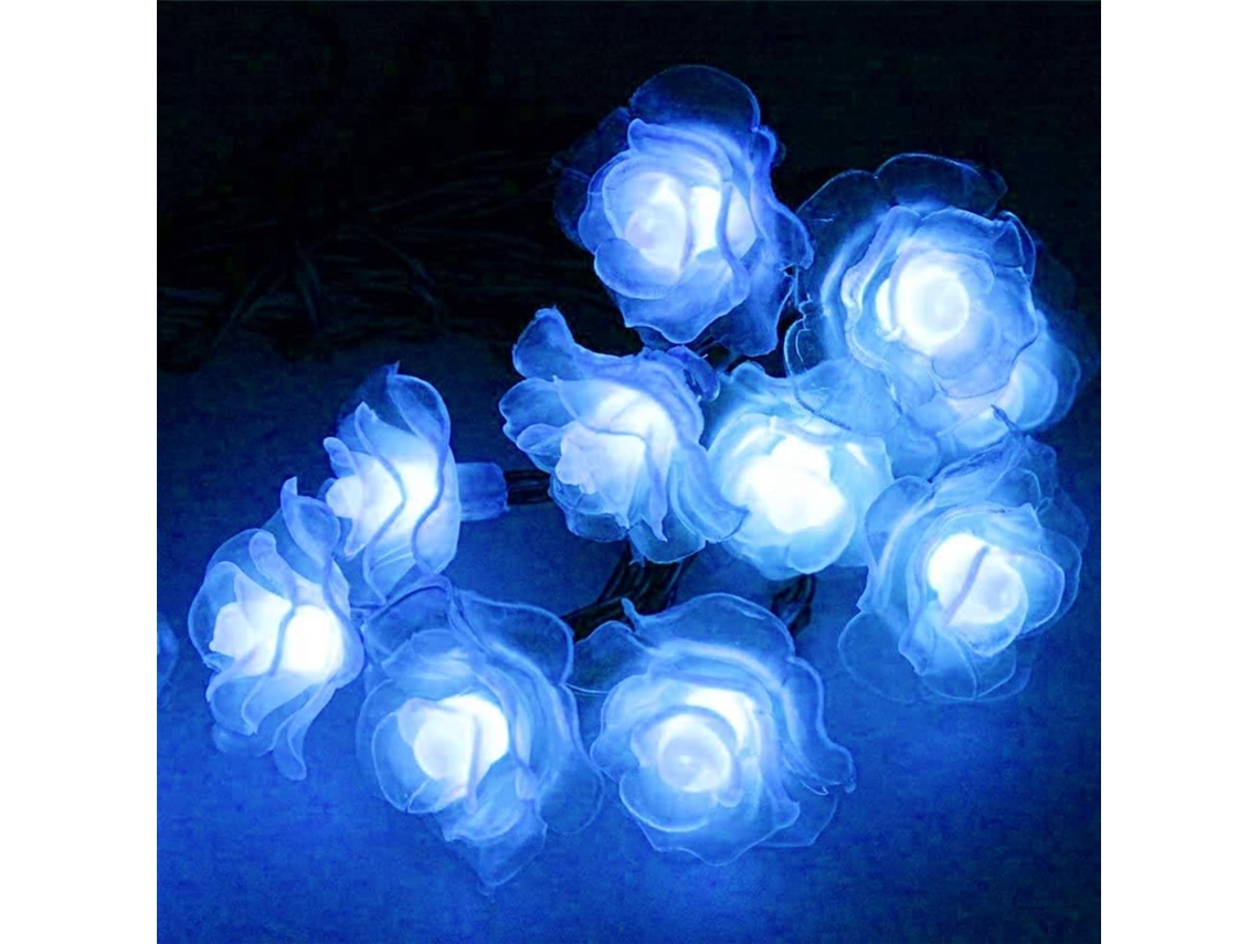 Cordão De Luzes Flores 6 Metros, Com 30 Leds, Em Formato Rosa, Para