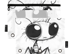 Estojo Organizador Transparente Com Janela, Bolsos E Estampa De Formiga Kawaii, Grande Capacidade, 3 Organizadores