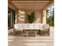 Vidaxl Conjunto De Sofá De Jardim 8 Unid. Bege E Branco Creme Vime Pe