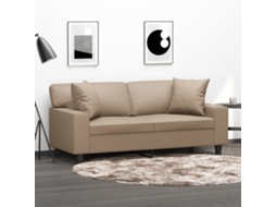 Vidaxl Sofá 2 Lugares + Almofadas 140 Cm Couro Artificial Cappuccino