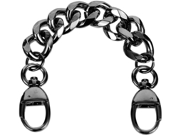 Corrente De Metal Preta Para Bolsa Feminina, Com 2 Argolas.