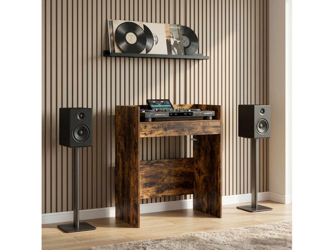 Vidaxl Mesa De Dj Carvalho Fumado 102 X 45 X 102 Cm
