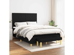 Vidaxl Cama Com Molas/colchão 140x200 Cm Tecido Preto
