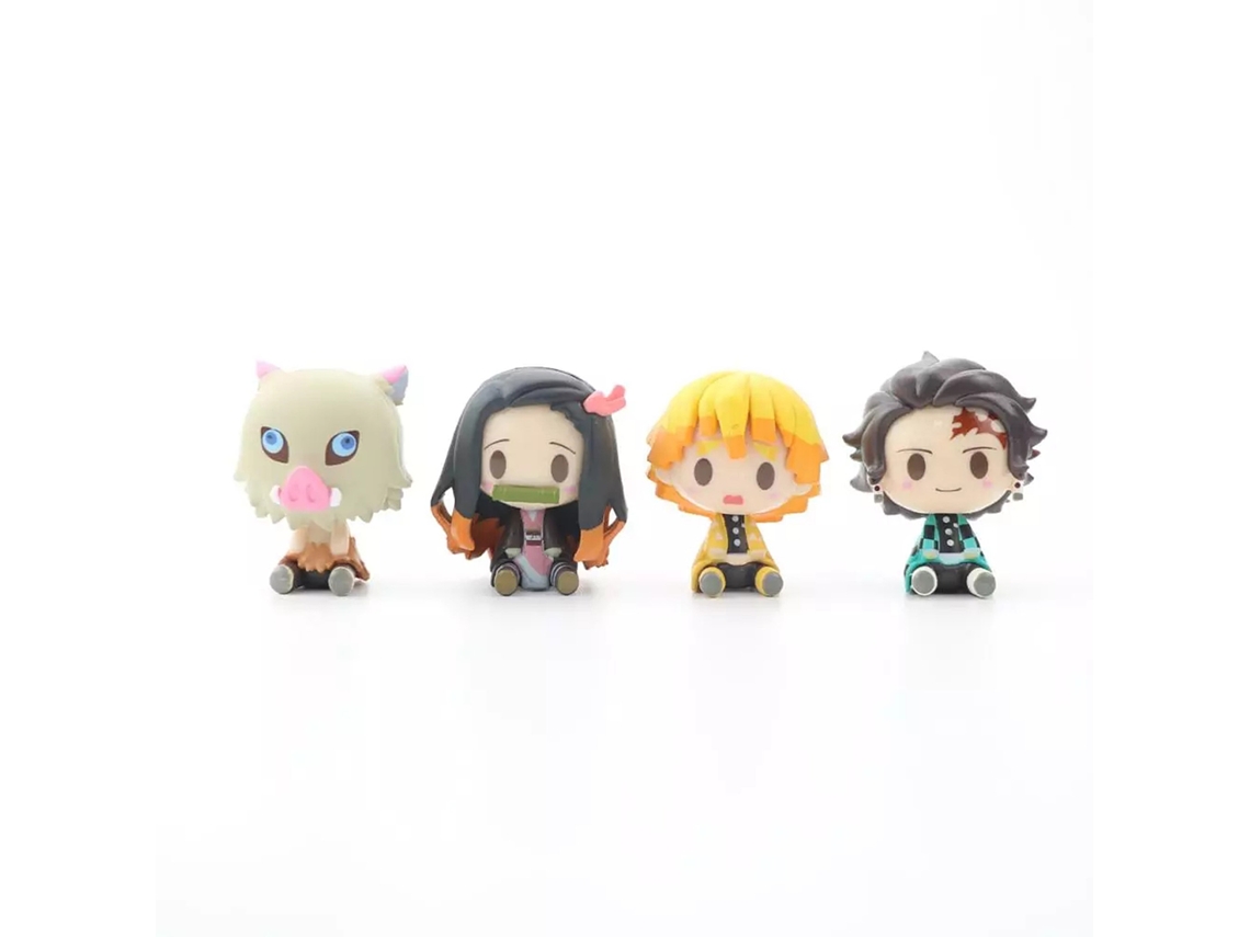 Laxiscreed Conjunto De Figuras De Ação Demon Slayer Com Tanjirou, Nezuko, Inosuke E Zenitsu