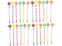 Conjunto de 24 Lápis de Madeira Hb para Meninos e Meninas, com Design de Frutas e Recompensas Escolares CHABERLU