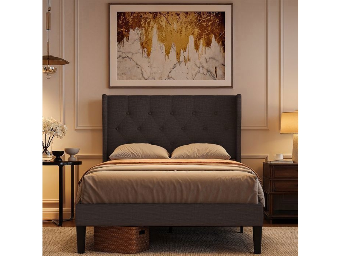 Estrutura de Cama Estofada Cinzenta 120 X 200 Cm BEALIFE
