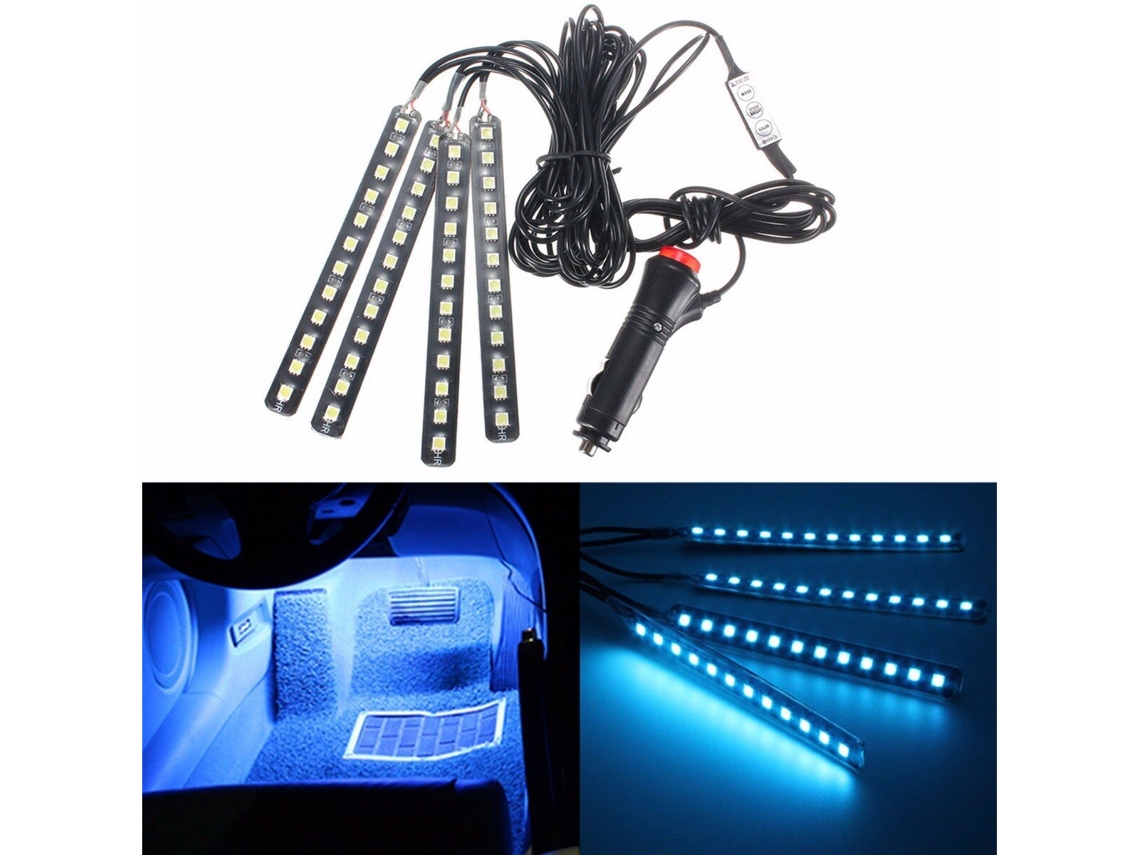 Luzes decorativas para interiores de carros, conjunto de luzes neon para SUVs, 48 LEDs, 5050smd, azul Gelo-glime, 12v