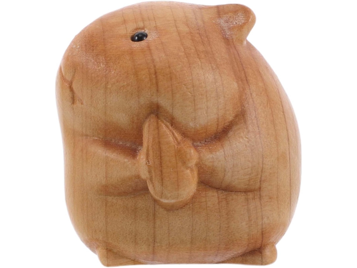 Miniatura Hamster Esculpida Madeira 4x3 5cm Decoração Escritório Ideal Amantes Animais Casa GOKOCO