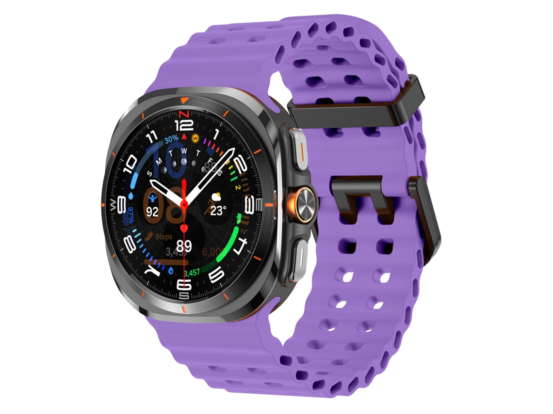 Pulseira Marine Para Samsung Galaxy Watch Ultra 2/1 47mm (2026/2025/2024), Silicone, Desportiva Roxo Hexinyigjly
