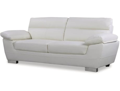 Sofá cuero reconstituido/PVC ''Dallas'' - 3 plazas - Blanco (210 x 88 x 90 cm)