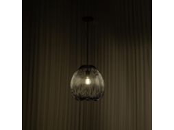 Luminária Pendente Jaula Em Metal Preto Brilhante, 35 Cm De Diâmetro, Altura Ajustável, Soquete E27 Para Uso Interno - Iluminação De Design