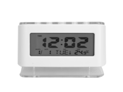 Relógio LCD com alarme silencioso, visor digital, luz de fundo, temporizador e cronômetro regressivo para mesa.