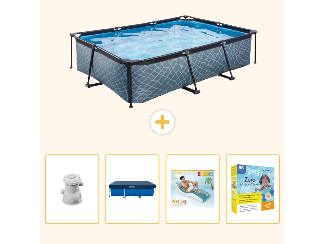 Exit-toys Piscina Exit Retangular - Efeito Pedra - 300x200x65 Cm - 5-peças S309